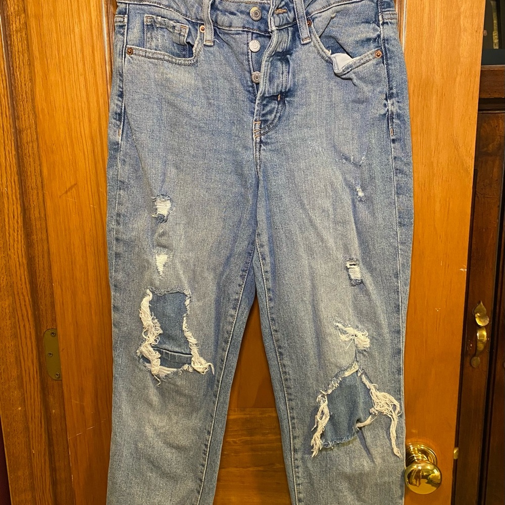 Women's Distressed Blue Jeans